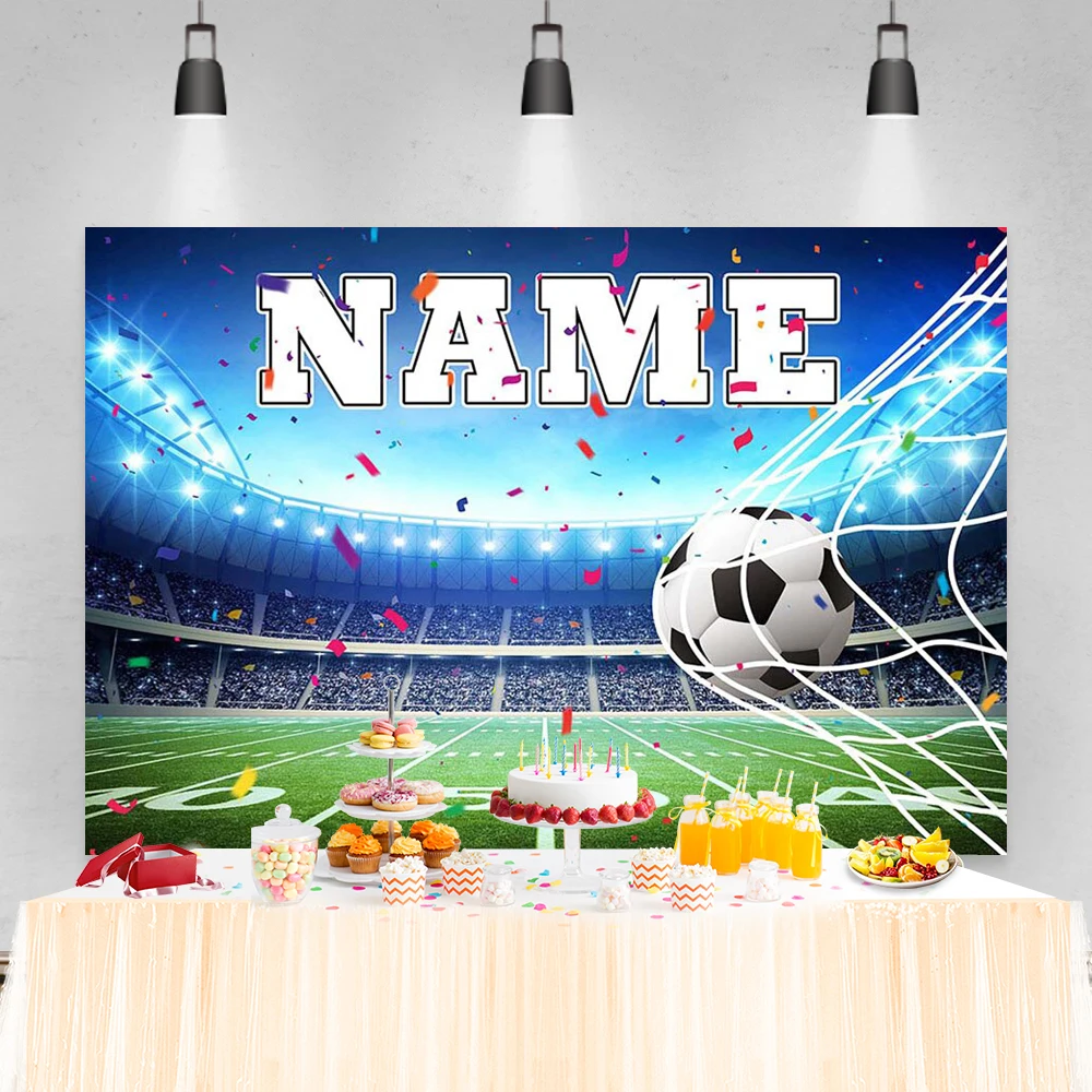 Custom Soccer Field Photography Background Sports Poster Football Communion Birthday Party Decor Gift For Boy Champion Banner