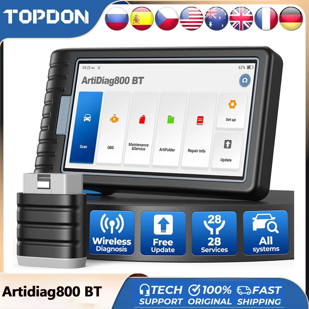 TOPDON ArtiDiag800 BT Auto-Diagnosegerät Automotive OBD2-Scanner Allsystem-AUTOVIN-Scanner Codeleser mit lebenslangen kostenlosen Updates