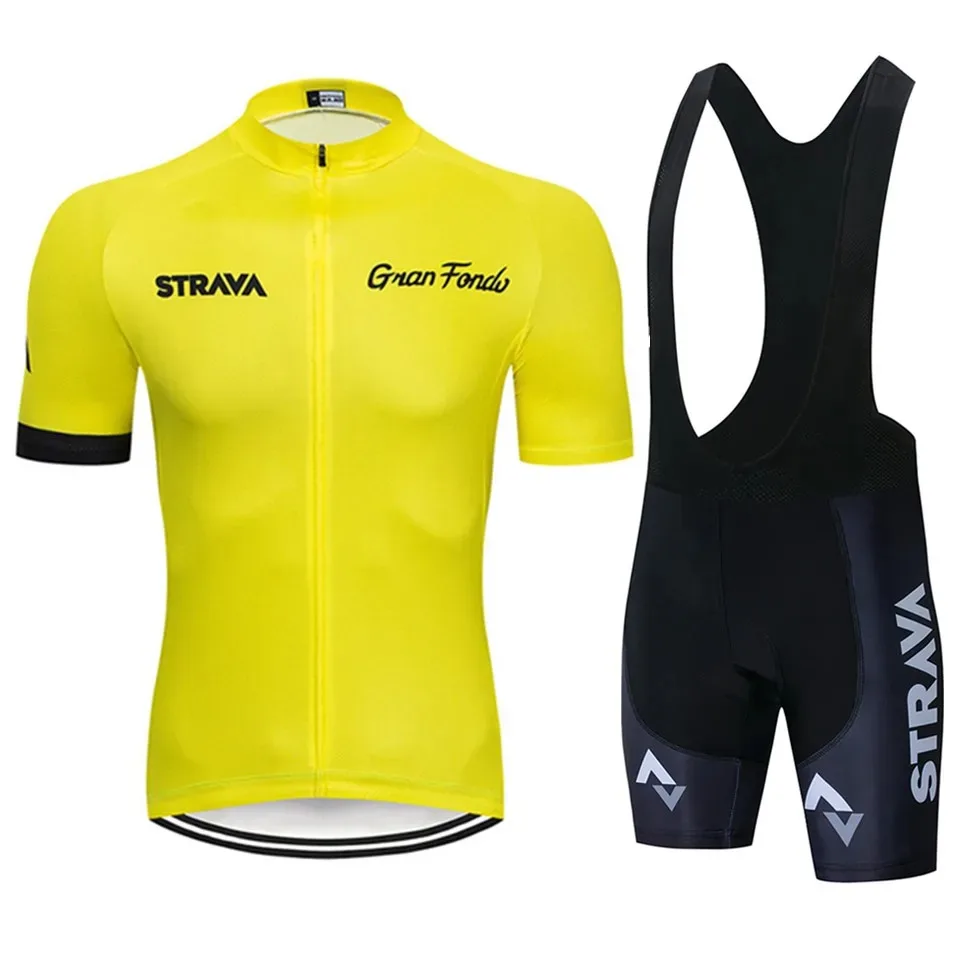 2024 Strava Cycling Set Men\'s Cycling Jersey Short Sleeve Bicycle Cycling Clothing Kit Mtb Bike Wear Triathlon Maillot Ciclismo