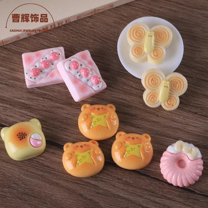 10pcs Simulation food toy teddy bear bread butterfly cake DIY miniature donut ornament