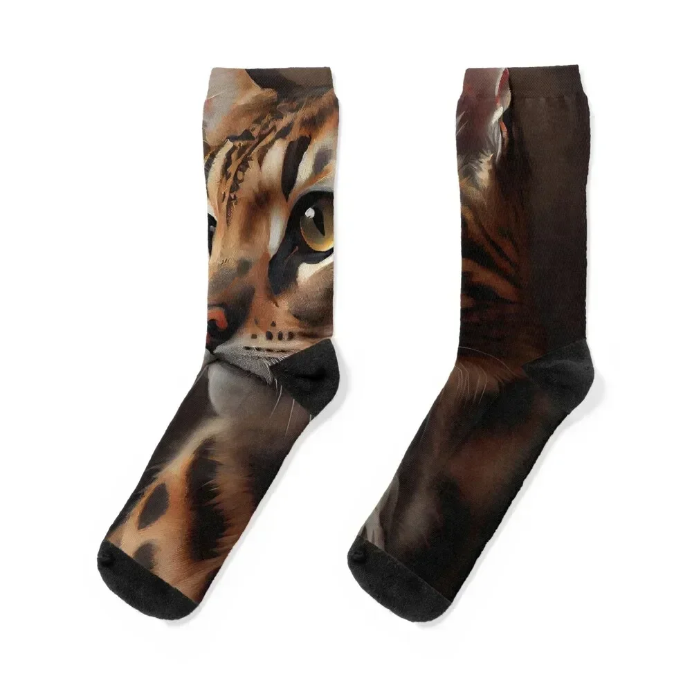 Bengal Cat - Oil paint Socks snow funny gift ankle Socks For Man Women's