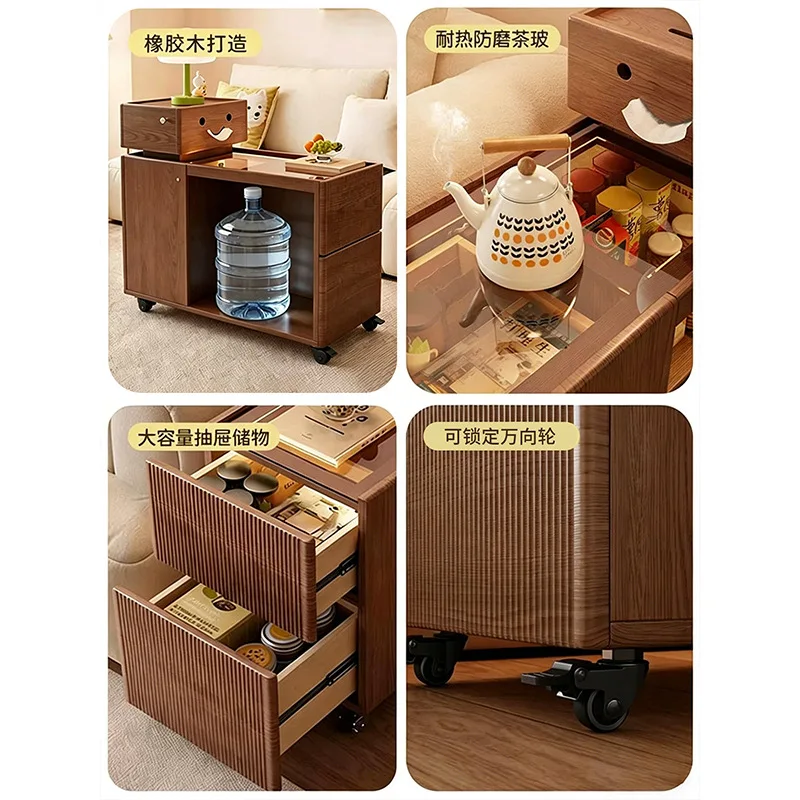 LH solid wood sofa side cabinet, tea table cabinet, tissue box, integrated living room storage side table
