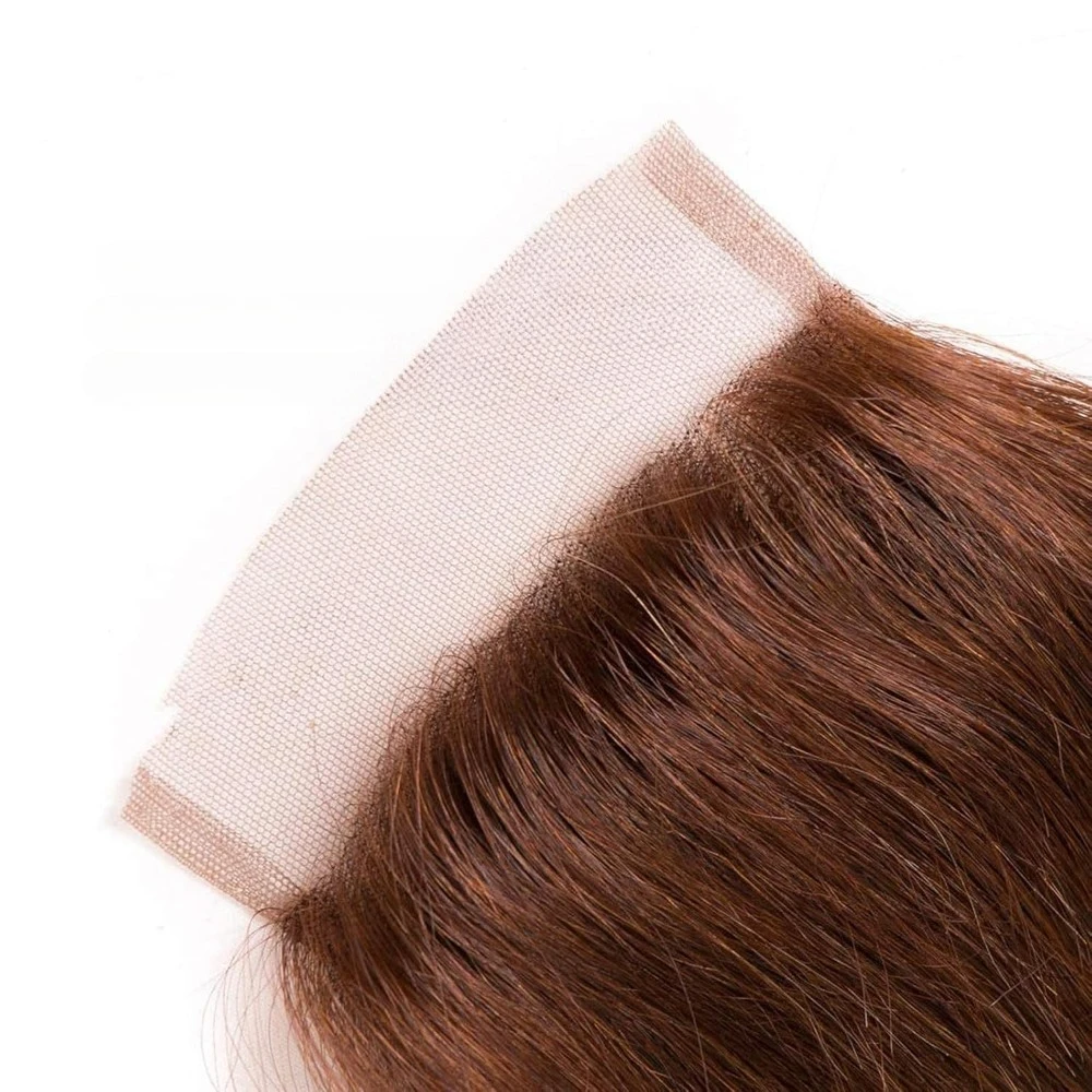 10-18 بوصة الشوكولاته البني 4x4 جزء مجاني الجسم موجة إغلاق الشعر البشري البرازيلي قبل قطعها خياطة في نسج شعر ريمي 150% الكثافة