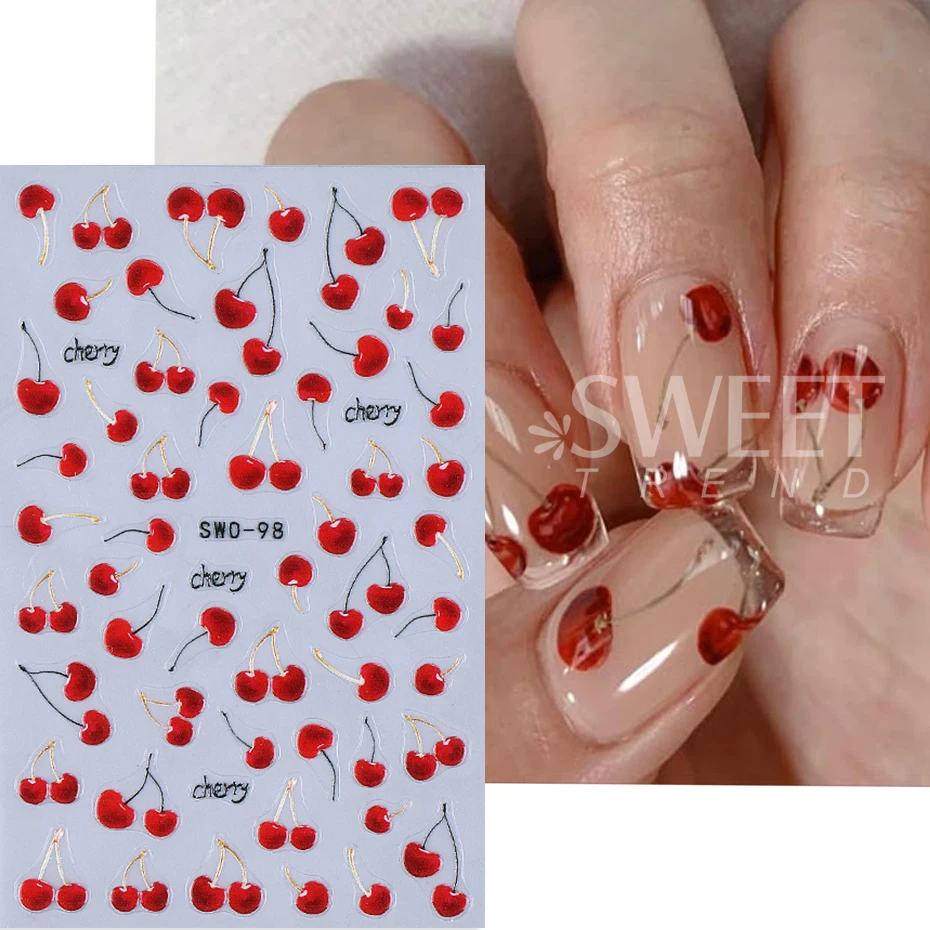 2pcs Red Cherry Nail Stickers  - огляд і ціна Nail Art