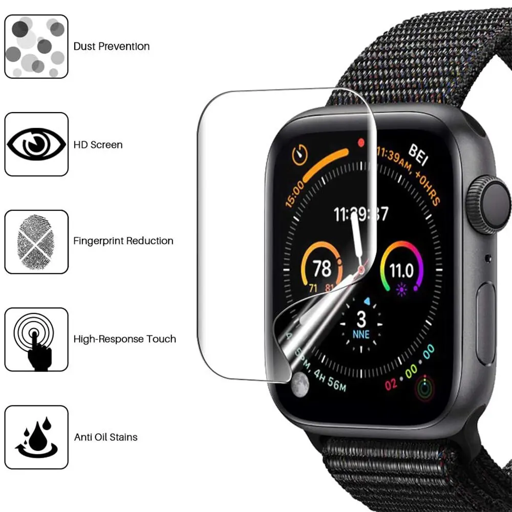 Película protectora de pantalla para Apple Watch, Protector completo para IWatch Series 9, 8, 7, 6, SE, 5, 4, 3, 38mm, 42mm, 45mm, 41mm, 40mm, 44mm, lote de 5 unidades