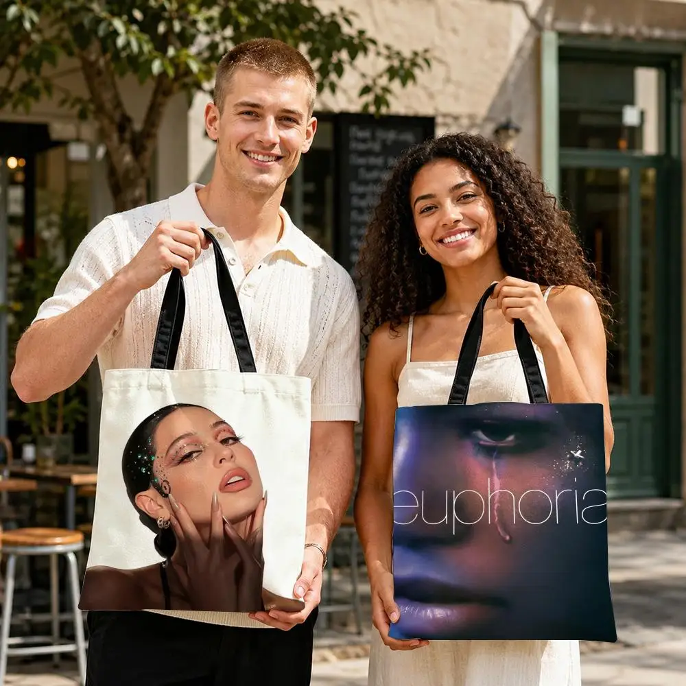 Sacs de rangement Drama E-Euphoria, sac de shopping en toile durable, sac à bandoulière léger pour femme, pour l'école et le shopping