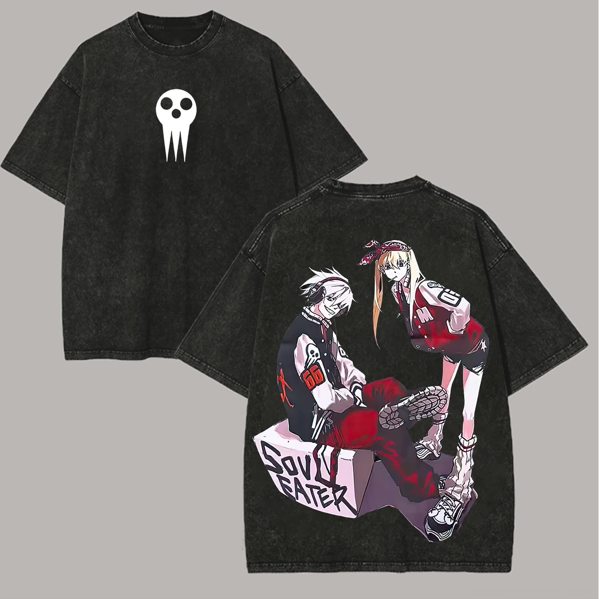 Soul Eater hot product New Model Washed T-shirt personality Clothes Retro Fashion Streetwear Trendy Couples Comfortable Classic