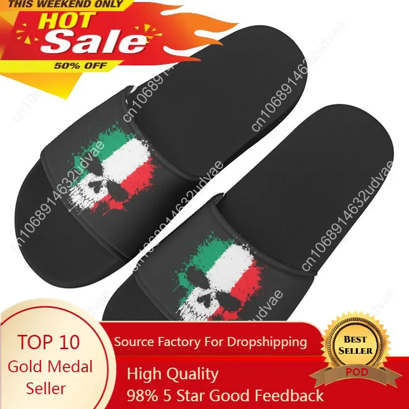 

Women Gothic Skull Fashion Slipper Flag Print Italy Style Casual Slipper For Home And Comfort Beach Slide Sandals