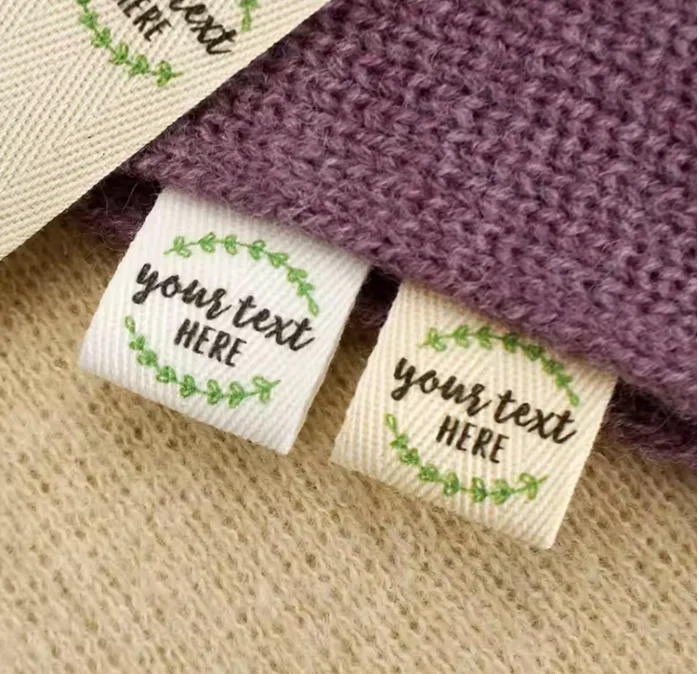 Custom Personalize Twill Cotton Labels Clothing Private Brand Tag Handmade Twill Cotton Color Print Name Brand Labels