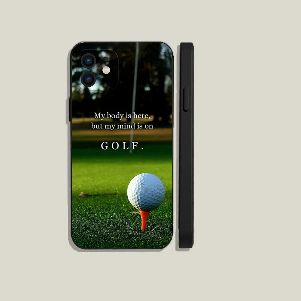 Sport Golf Ball  Phone Case For iPhone 15,14,13,12,11,Plus,Pro Max,XS,X,XR,SE,Mini,8,7 Soft Silicone Black Cover