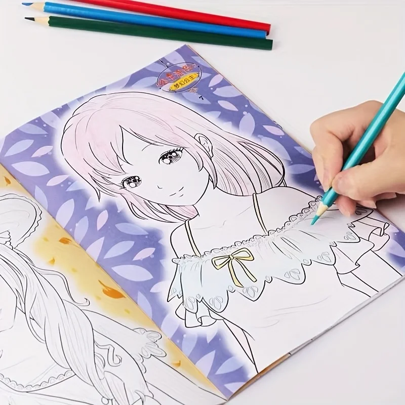 2Pcs Princess Beautiful Girl Coloring Book Cute Anime Manga Characters Drawing Book Premium Thick Paper Sketchbook Style Journal image 6