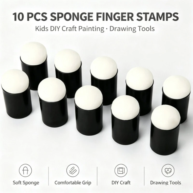 10Pcs Finger Sponge Daubers Kids DIY Craft Painting Tools Foam Finger Paint Stamps for Drawing Ink Staining