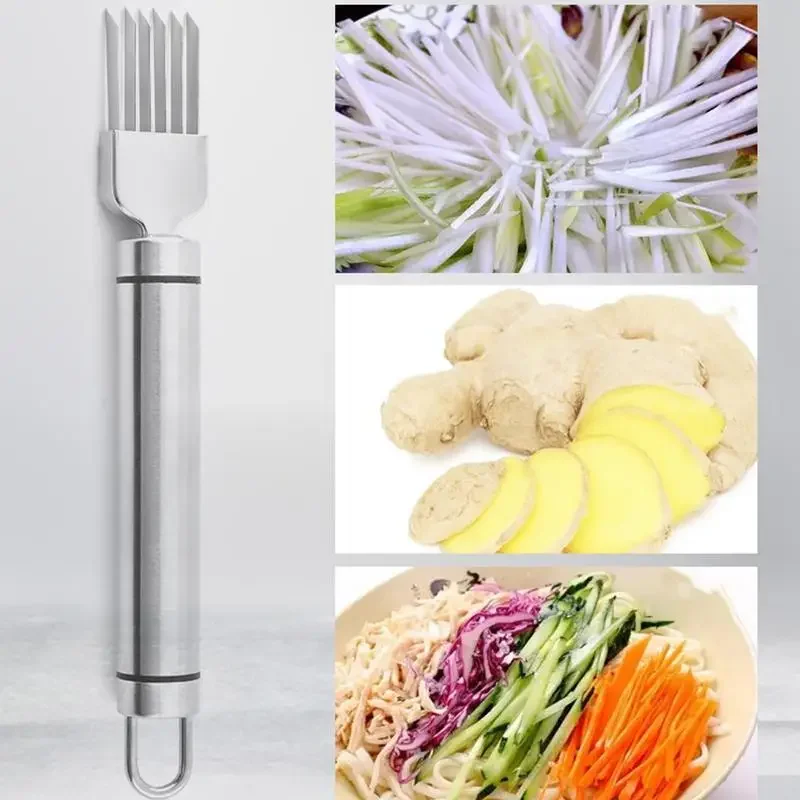 Kitchen Scallion Cutter Stainless Steel Fruit Splitter Labor-saving Kitchen Accessory  for Onion Ginger Garlic Cutting Tool