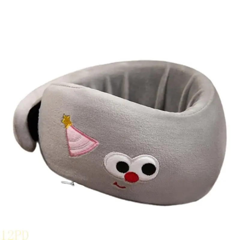 12PD Cartoon Ushaped Neck Pillow Memory Foam Cushions Offering Comfort and Support During Flights, Train Rides, and More
