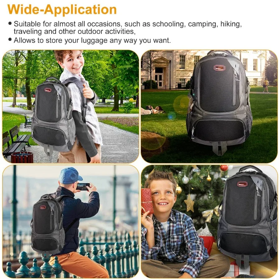 Mochila escolar unisex, bolso de hombro de viaje informal con correas ajustables, bolsa para botella de agua dual