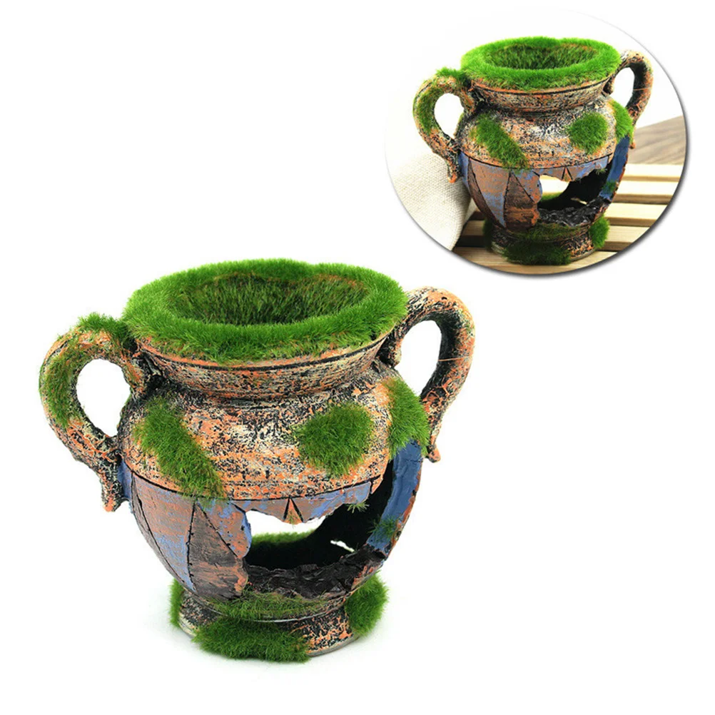 

1Pcs Fish Tank Broken Flowerpot Resin Aquarium Decoration Long-Lasting Non-Fading Natural Landscape Fish Tank Decor