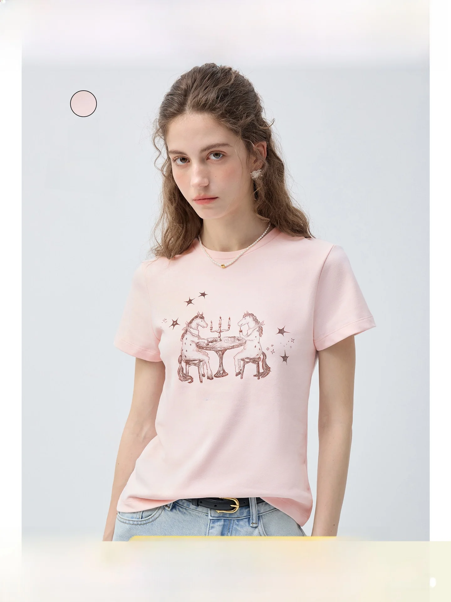 

plus Size round Neck Short Sleeve T-Shirt Slimming Fit Summer Versatile Micro Plump Women's Top Shoulder Width Standard Lengt...