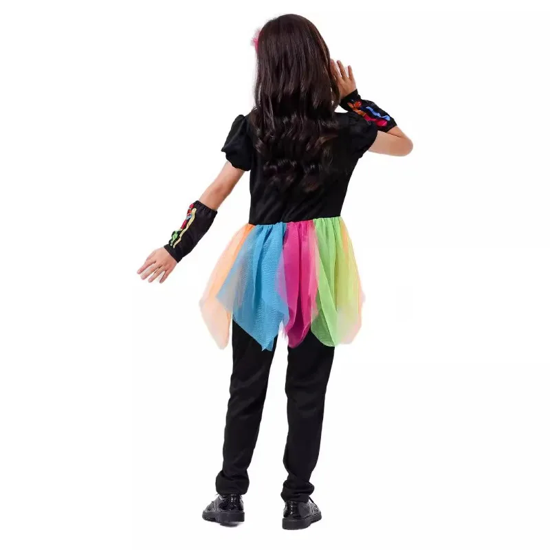 Halloween Children's Costumes Girls Day of The Dead Colorful Skeleton Princess Dress Cosplay Role-playing Performance Costumes