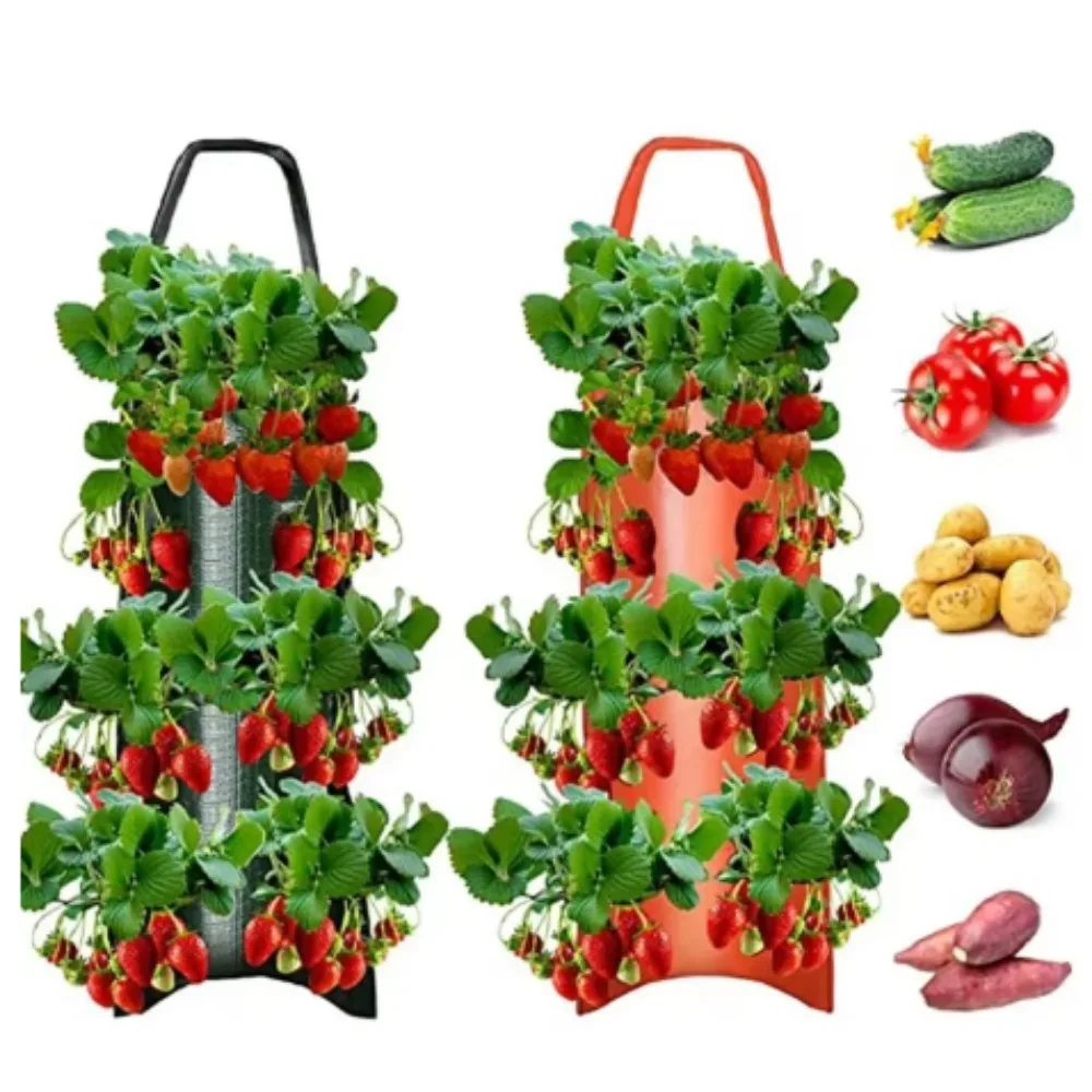 6-Hole Grow Bag Hanging Strawberry Upside Down Planter Tomato Potato Vegetable Flower Plant Grow Bags Garden Decoration