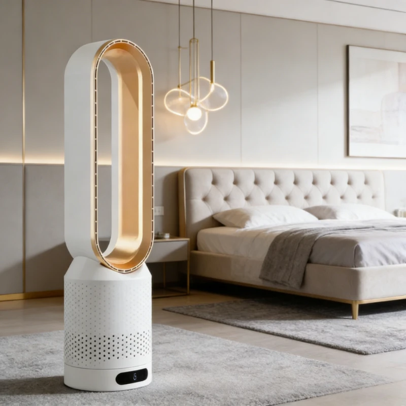 8 Speed Smart Bladeless Tower Fan Intelligent Timer 90° Shaking Head Remote Control Quiet Fan for Bedroom Office Living Room