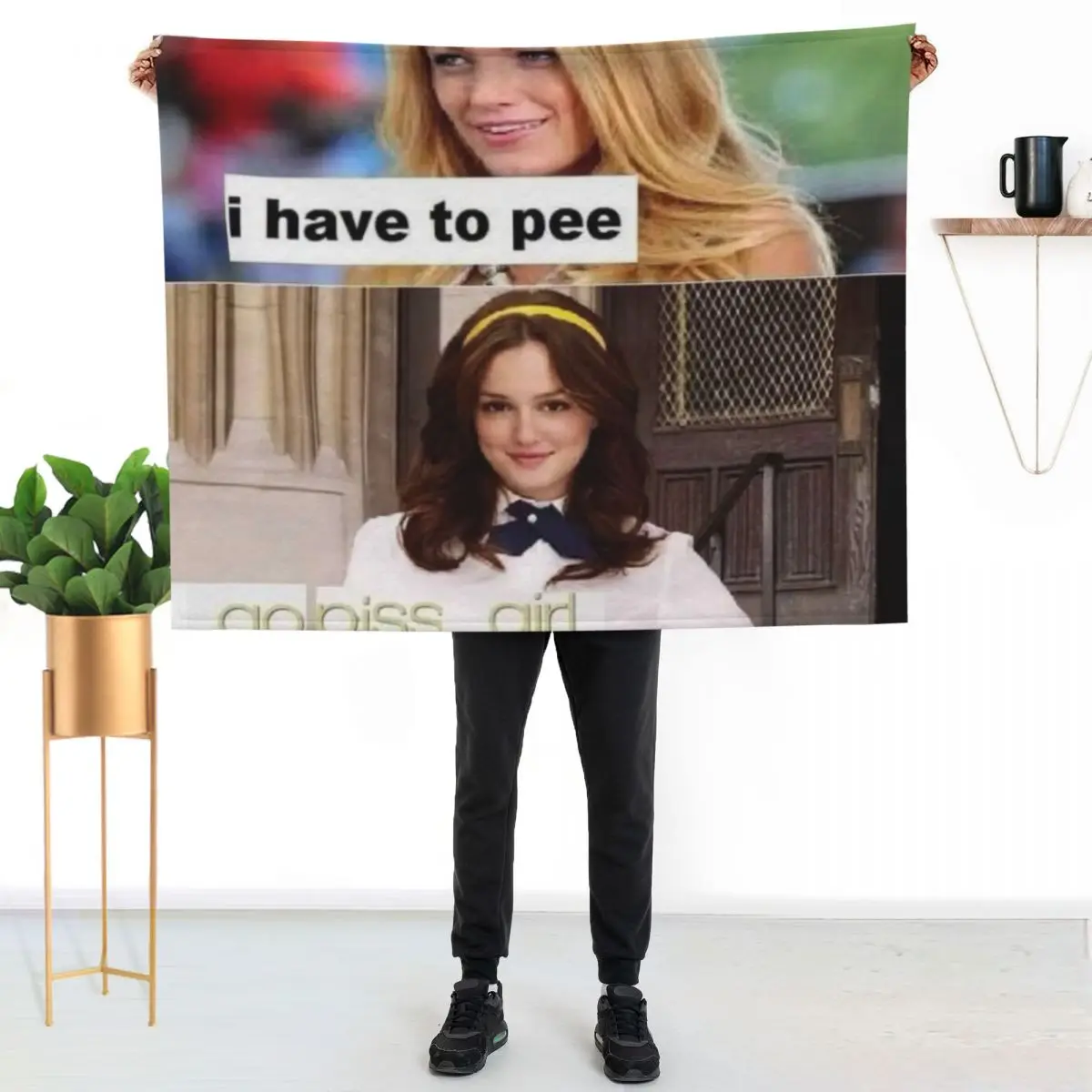 i have to pee go piss girl Throw Blanket Luxury Designer Decorative Sofa Sofa Throw Luxury Brand Hair Cute Plaid Blankets