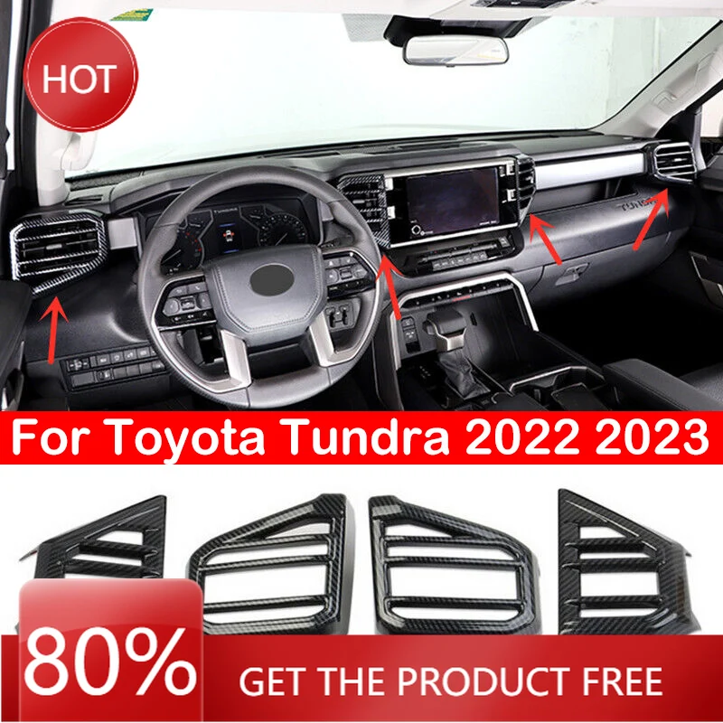 

Накладки на зеркала для Toyota Tundra 2022 2023 4 шт. салон автомобиля, передняя приборная панель, боковая крышка вентиляционного отверстия, накладка, наклейка из углеродного волокна