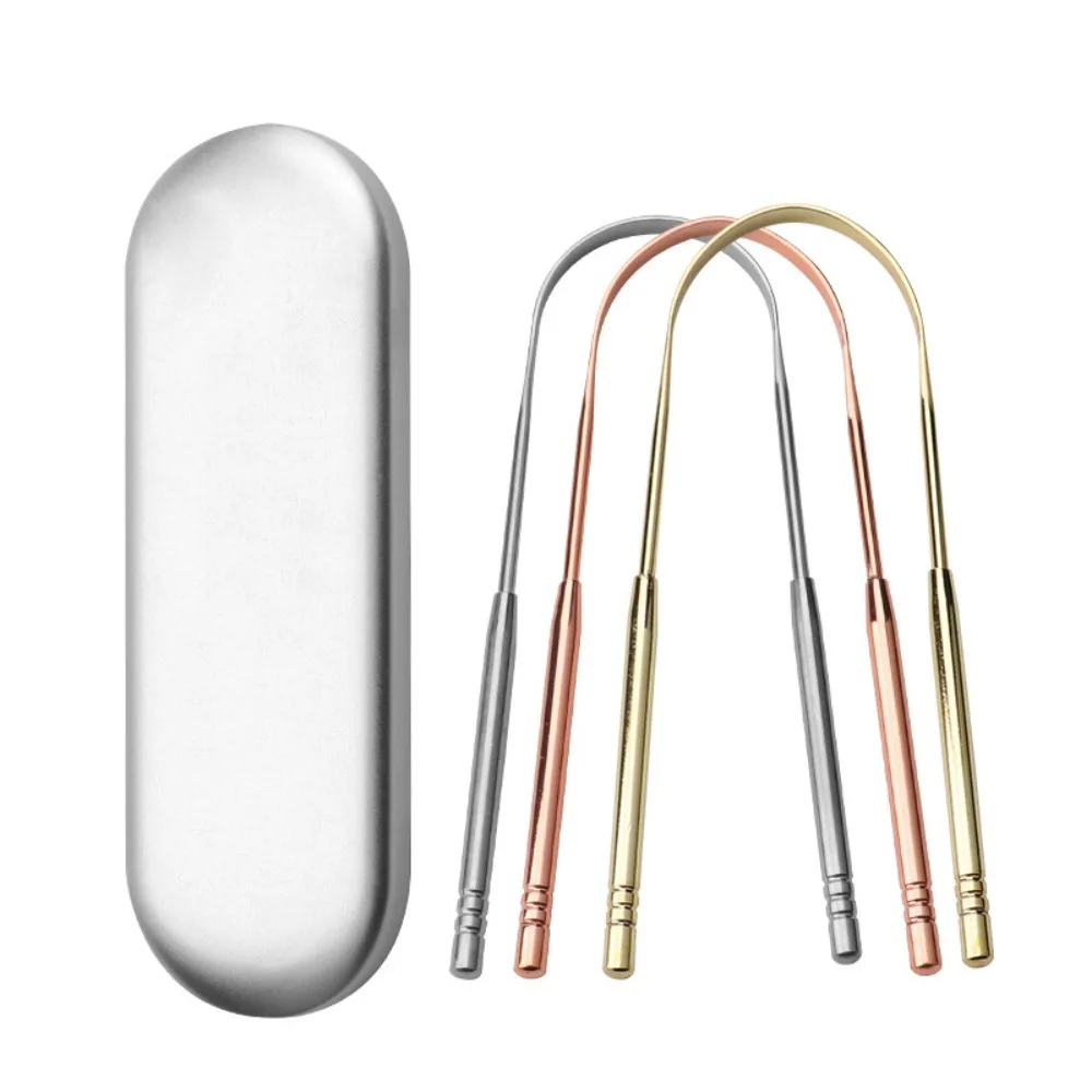 

Stainless Steel Tongue Scraper Cleaner Fresh Breath Cleaning Coated Tongue Toothbrush Oral Hygiene Care Tool Raspador De Lenguas