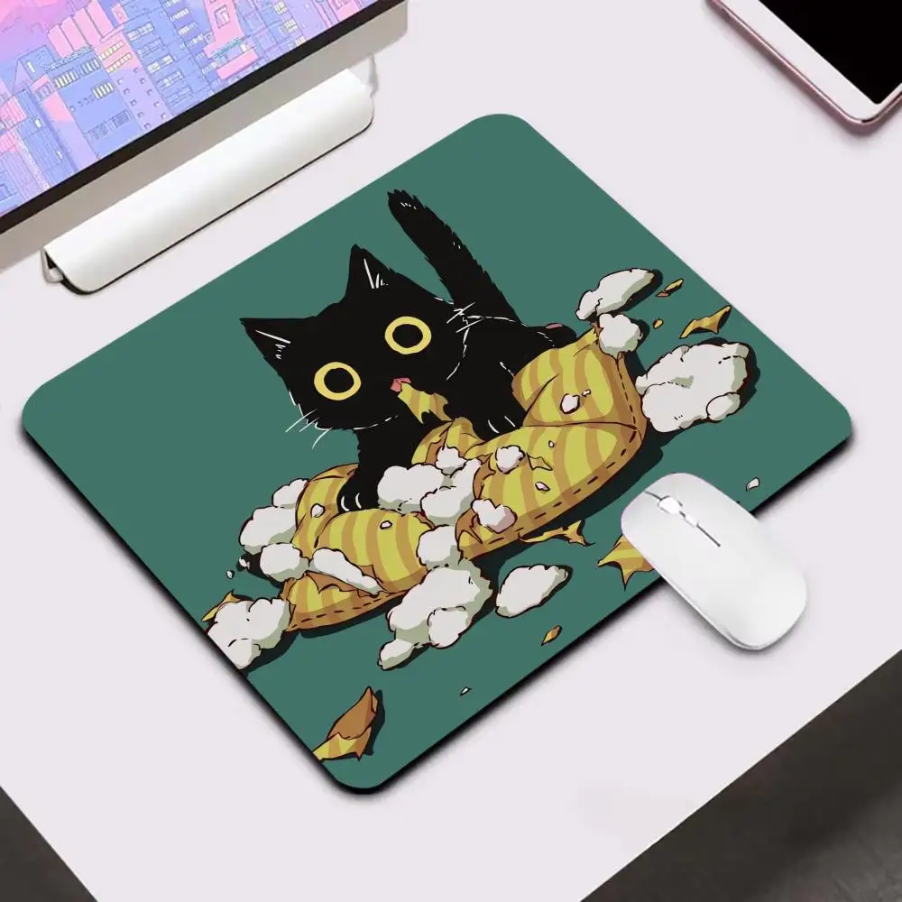 

Cute Anime Japanese Black Cat Mouse Pad 45x40cm Laptop XS Mouse Pad Compact Office Gaming Desk Mat Green Rubber Non-Slip Mat