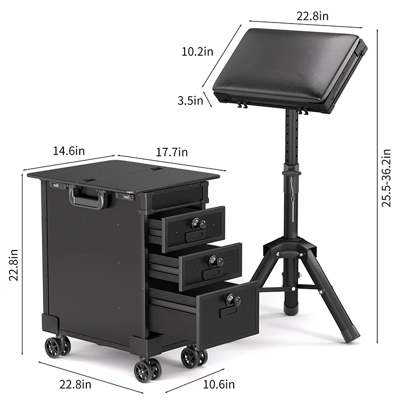 TAIDU Traveling Suitcase With Three Drawers Travel Luggage With Wheels PU ABS Tattoo Travel Case Large Space Tattoo Equipment