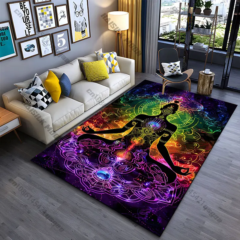 Meditation energy chakras spiritual balance carpet Yoga living room room decor children's crawling mat doormat area rug