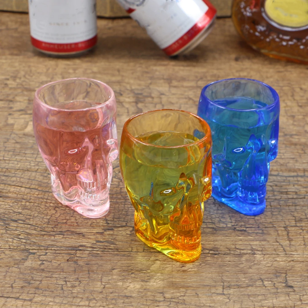 

4Pcs Skull Head Cup 90ml Beer Mug Transparent Blue Acrylic Practical Drink Glass Outdoor Furniture
