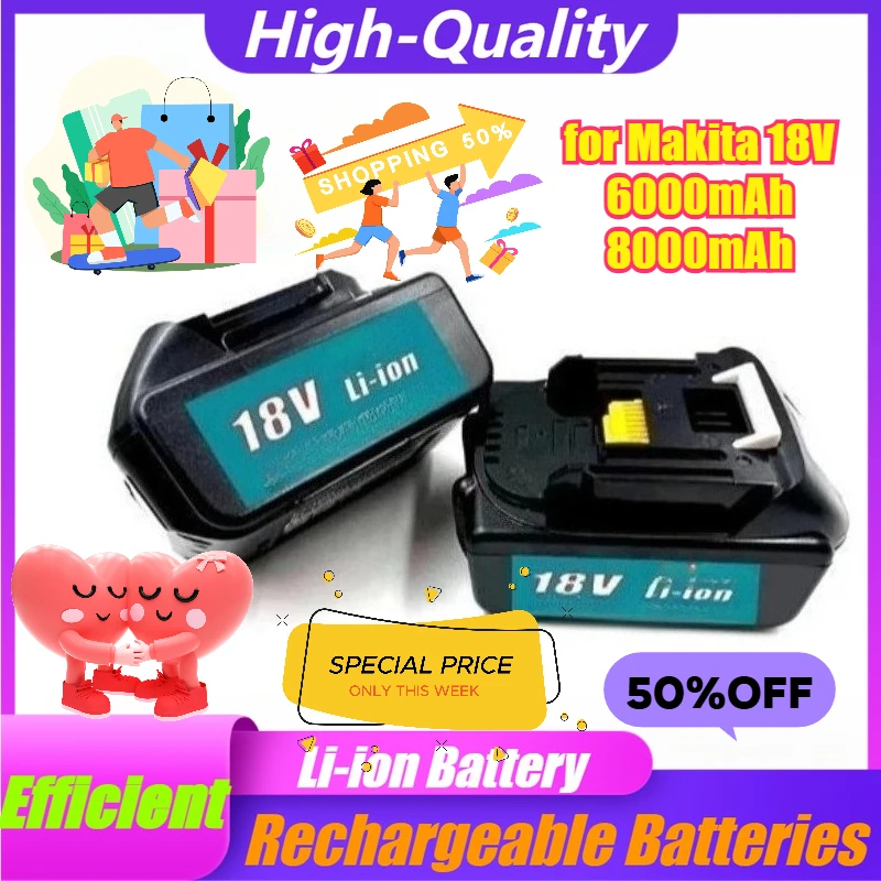 

6000mAh 8000mAh for Makita 18V Power Tool Batteries BL1840 BL1830 Lithium-ion Batteries for Electric Drills and Angle Grinders
