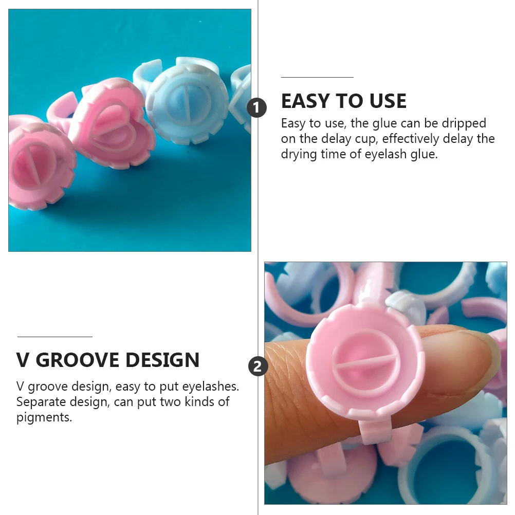 100pcs Eyelash Extension Cups Premium V-Groove Design For Glue Drying Delay Makeup Remover Ink Pigment Storage Beauty Salon Home