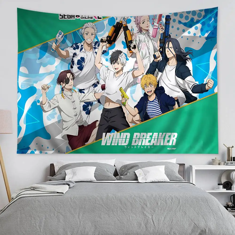 Anime Character Theme Tapestry, Wind Breaker Manga Scene for Immersive Gaming Room Feature Wall