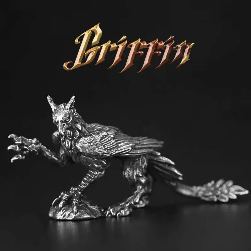 Solid White Copper Griffin Monster Soldier Model Tabletop Game Chess Piece Ornaments Brass Figurines Miniatures