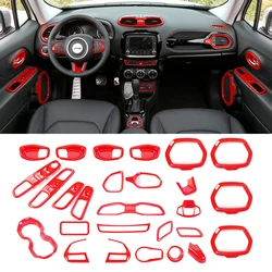 Car Interior Decoration Cover Sticker Accessories for Jeep Renegade 2016 2017 2018 Steering Wheel&Center Console Air Outlet Trim