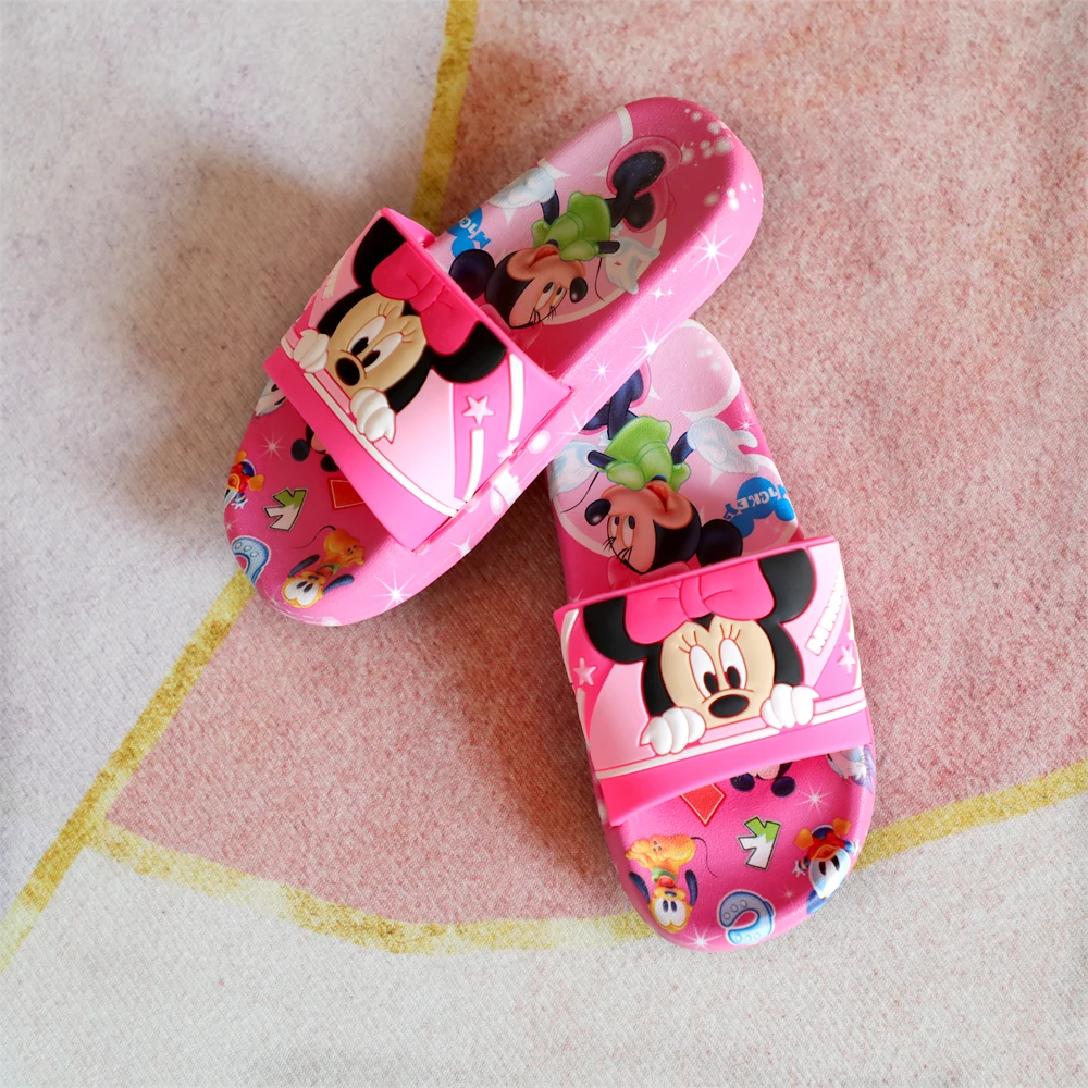 New Summer Children Sandals Kids Cartoon Minnie Toddler Boys Girls Soft Sole Shoes Anti-Slip Slippers Wearable in all seasons