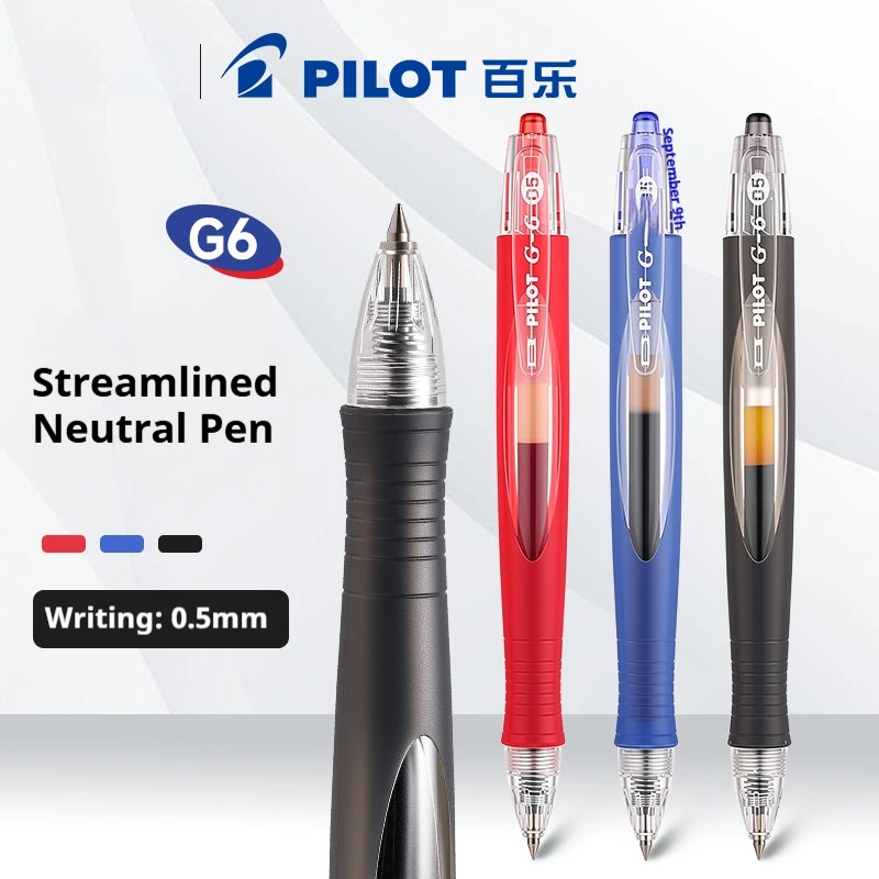 

PILOT G-6 Gel Pen,0.5mm with Comfort Grip "Chubby" Barrel&Needle Point for Smooth Writing Black/Red/Blue Ink For Highlighting