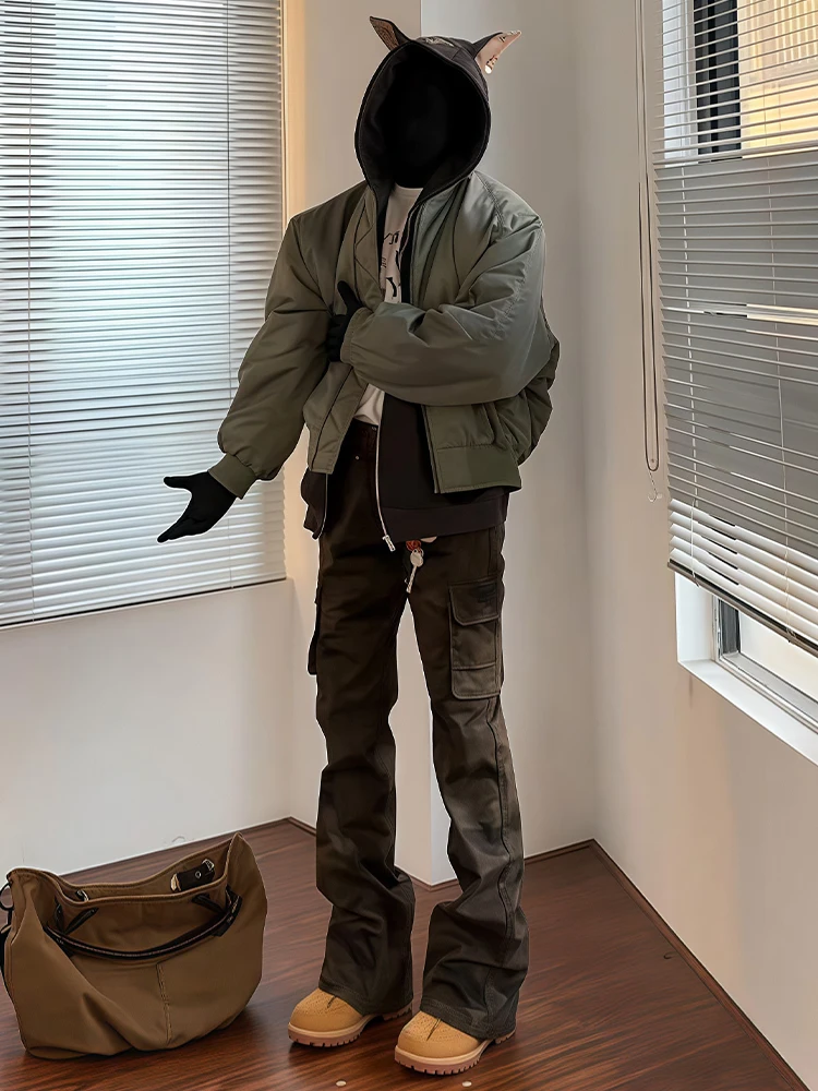 

Мужские рабочие брюки в американском стиле High Street Vibe, камуфляжные, прямые, расклешенные, повседневные, Haome High-End