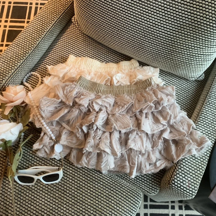 

Женская весенне-летняя мини-юбка А-силуэта с эластичным поясом, слоистыми оборками и однотонным дизайном