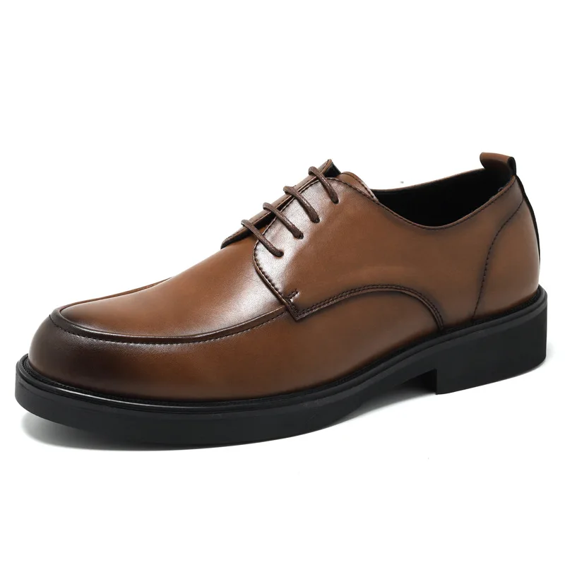 

Fashion Mens Leather Wedding Shoes Luxury Handmade Quality Comfortable 2026 Autumn Vintage Daily Black Social Dress Shoes Man