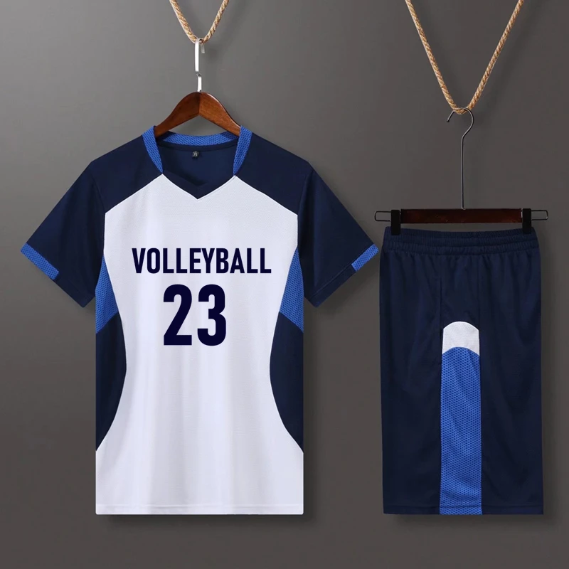 Short Sleeve Volleyball Uniform Men Volleyball Shirt Pocket Shorts Kit Training Wear Volleyball Jersey Running Set Track Suit