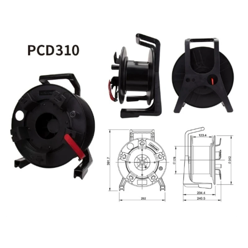 Portable Audio Video Cable Reel Cart, Handheld Wire Winding Spool Cart, Plastic view 2