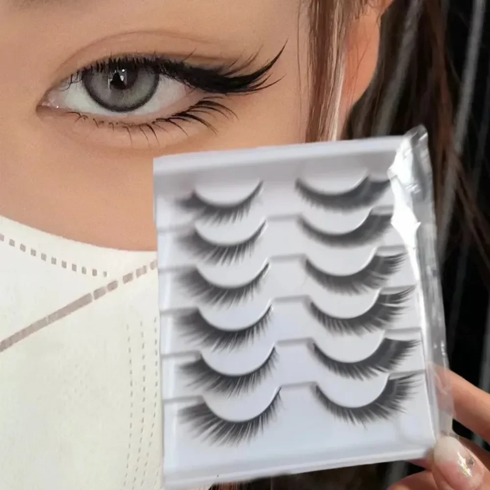 

1/5/6 Pairs Cat Eye Lashes Faux Mink Eyelashes Winged Natural False Eyelashes Fake Fox Eye Lashes Extension Long Makeup Lashes