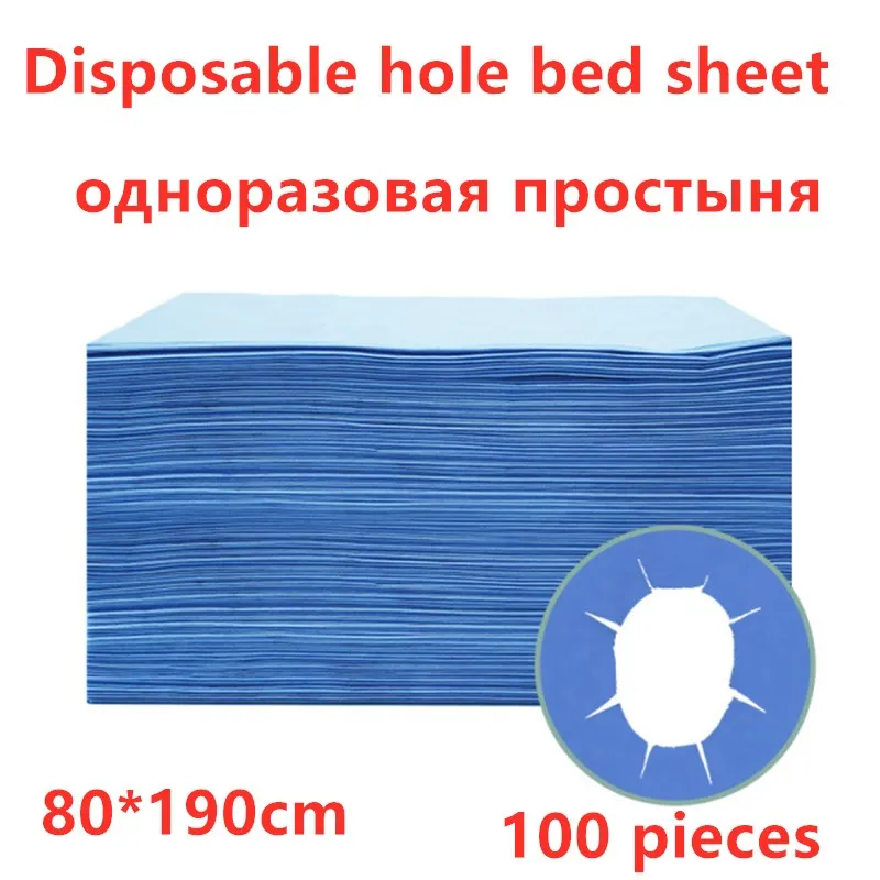 

100 Pcs Non-woven Fabric Hole Disposable Bed Sheet Foot Massage Sauna Beauty Nursing Salon Spa Travel Sheet Oil And Water Proof