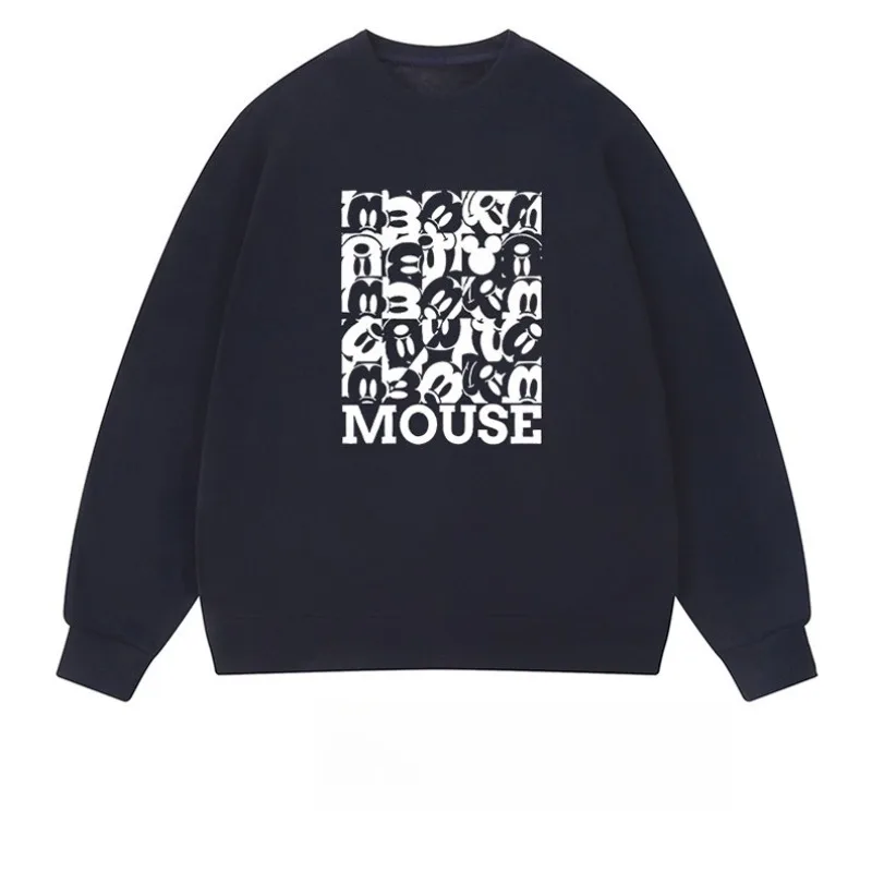 الإبداعية ميكي ماوس الرجال والنساء بأكمام طويلة الخريف والشتاء جديد ديزني عادية عالية الجودة جولة الرقبة قطنية عالية الجودة #5