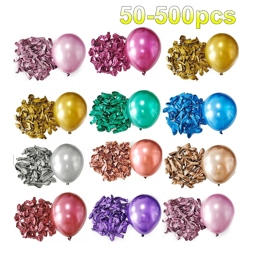 50-500 Pcs 10Inch Latex Balloon Silver Purple Birthday Decoration Balloon Set Wedding Party Supplies