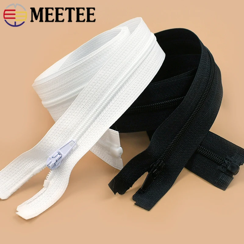

5/10Pcs Meetee 40-300cm Black White Nylon Zippers 3# Open-End Zip Sewing Auto Lock Zipper Repair Kits Jacket Front Ziper Closure