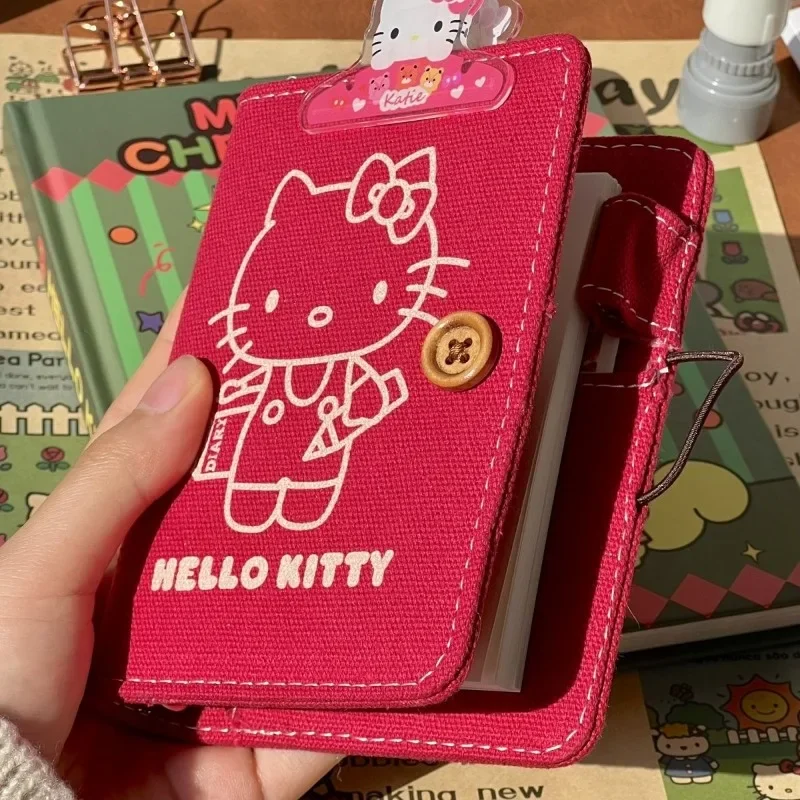 New Cartoon Sanrios Miniso Hello Kittys Notebook Ins Kawaii Fabric M5 Loose-leaf Notepad Learning Stationery Holiday Gifts