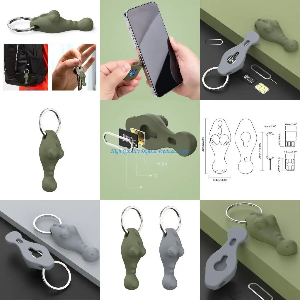 

U2JE Anti-Lost SimsCard Pin Needle with Storage Case Open Needle Holder Ejecting Pin Tray Ejecter Tool Keyring